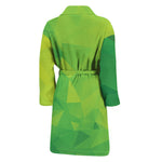 Lime Green Polygonal Geometric Print Men's Bathrobe