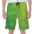 Lime Green Polygonal Geometric Print Men's Beach Shorts