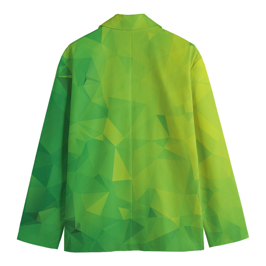 Lime Green Polygonal Geometric Print Men's Blazer