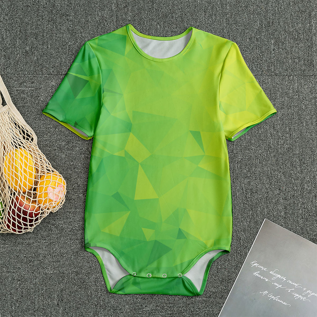 Lime Green Polygonal Geometric Print Men's Bodysuit