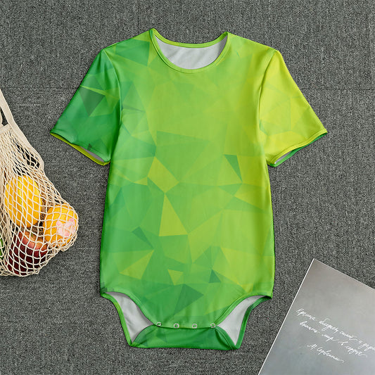 Lime Green Polygonal Geometric Print Men's Bodysuit
