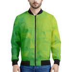 Lime Green Polygonal Geometric Print Men's Bomber Jacket