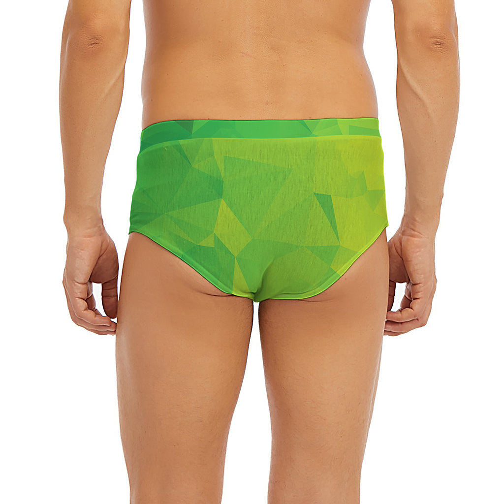 Lime Green Polygonal Geometric Print Men's Briefs