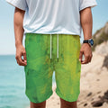 Lime Green Polygonal Geometric Print Men's Cargo Shorts