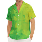 Lime Green Polygonal Geometric Print Men's Deep V-Neck Shirt