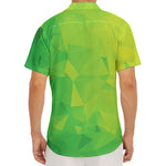 Lime Green Polygonal Geometric Print Men's Deep V-Neck Shirt