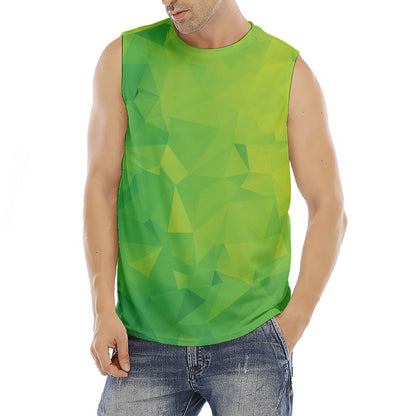 Lime Green Polygonal Geometric Print Men's Fitness Tank Top