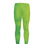 Lime Green Polygonal Geometric Print Men's leggings