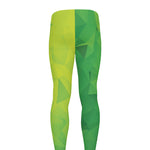 Lime Green Polygonal Geometric Print Men's leggings