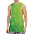 Lime Green Polygonal Geometric Print Men's Muscle Tank Top