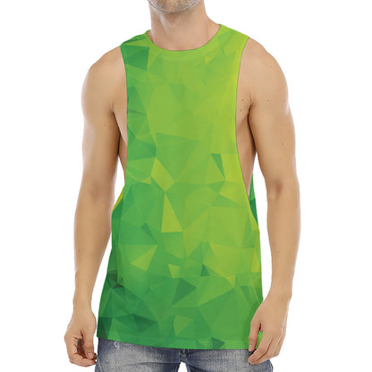 Lime Green Polygonal Geometric Print Men's Muscle Tank Top