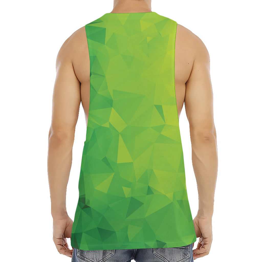 Lime Green Polygonal Geometric Print Men's Muscle Tank Top