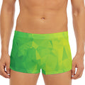 Lime Green Polygonal Geometric Print Men's Short Boxer Briefs