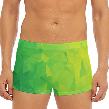 Lime Green Polygonal Geometric Print Men's Short Boxer Briefs