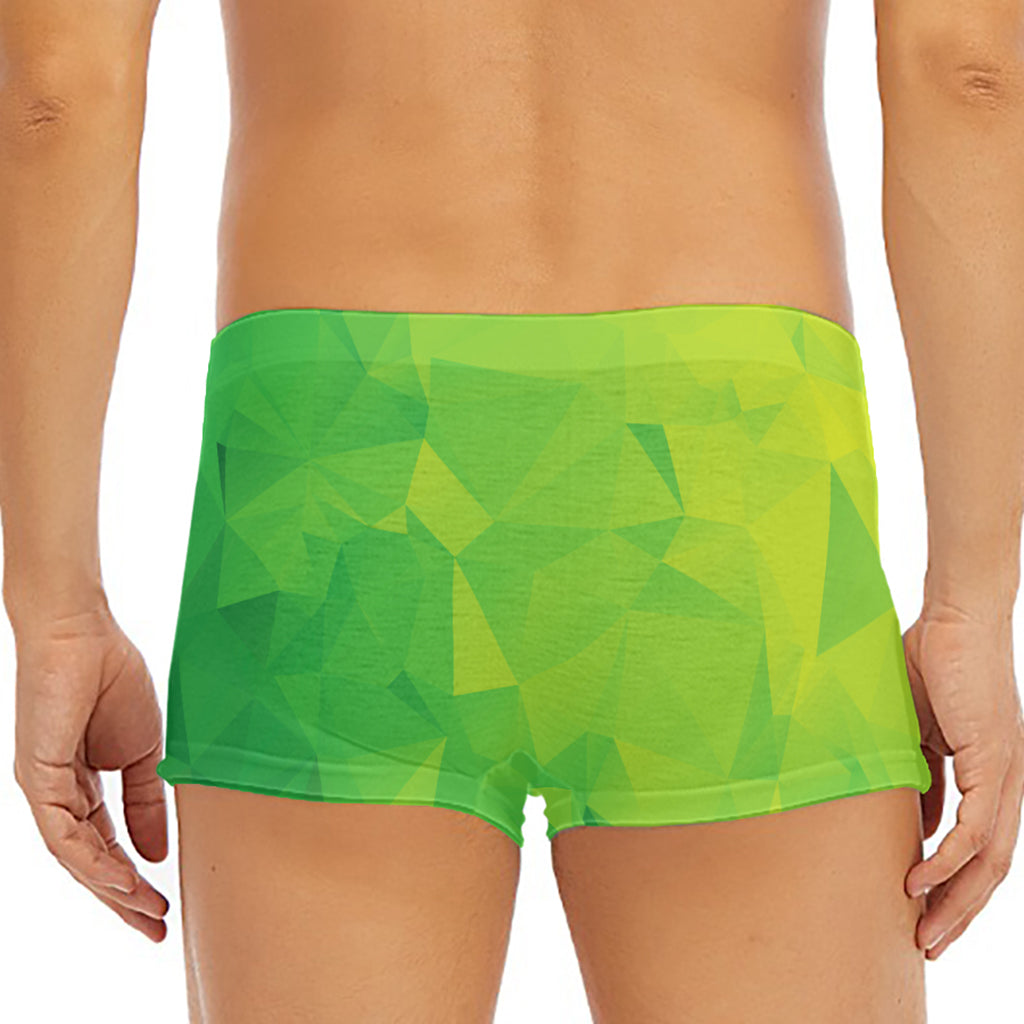 Lime Green Polygonal Geometric Print Men's Short Boxer Briefs