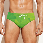 Lime Green Polygonal Geometric Print Men's Swim Briefs