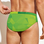 Lime Green Polygonal Geometric Print Men's Swim Briefs