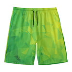 Lime Green Polygonal Geometric Print Men's Swim Trunks