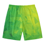 Lime Green Polygonal Geometric Print Men's Swim Trunks