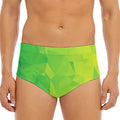 Lime Green Polygonal Geometric Print Men's Triangle Swim Briefs