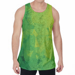 Lime Green Polygonal Geometric Print Men's Velvet Tank Top