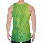 Lime Green Polygonal Geometric Print Men's Velvet Tank Top