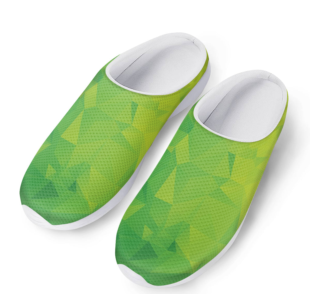 Lime Green Polygonal Geometric Print Mesh Casual Shoes