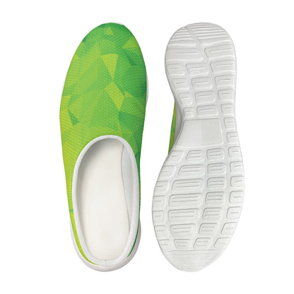 Lime Green Polygonal Geometric Print Mesh Casual Shoes
