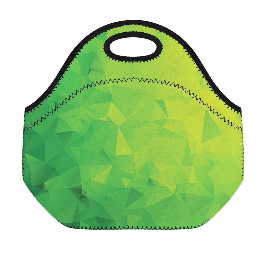 Lime Green Polygonal Geometric Print Neoprene Lunch Bag