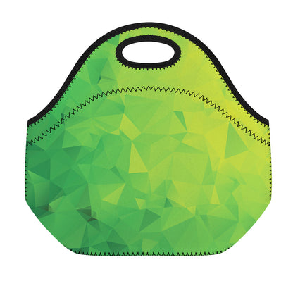 Lime Green Polygonal Geometric Print Neoprene Lunch Bag
