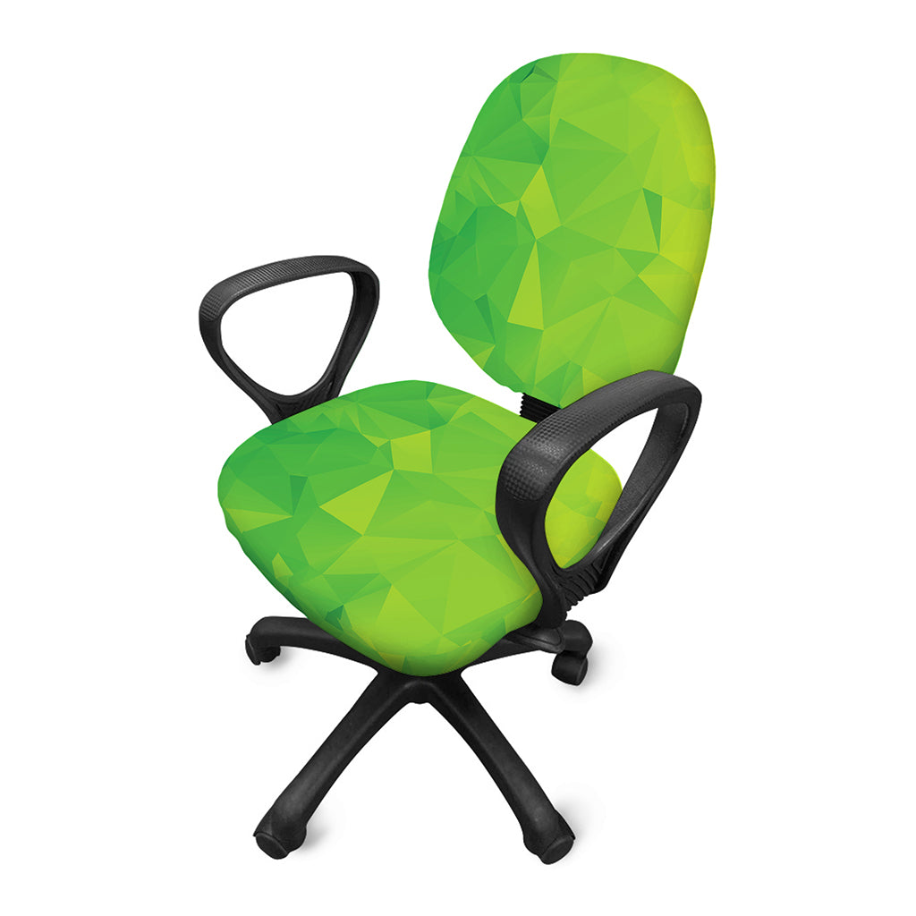 Lime Green Polygonal Geometric Print Office Chair Cover