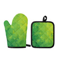 Lime Green Polygonal Geometric Print Oven Mitt And Pot Holder Set