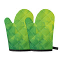 Lime Green Polygonal Geometric Print Oven Mitts
