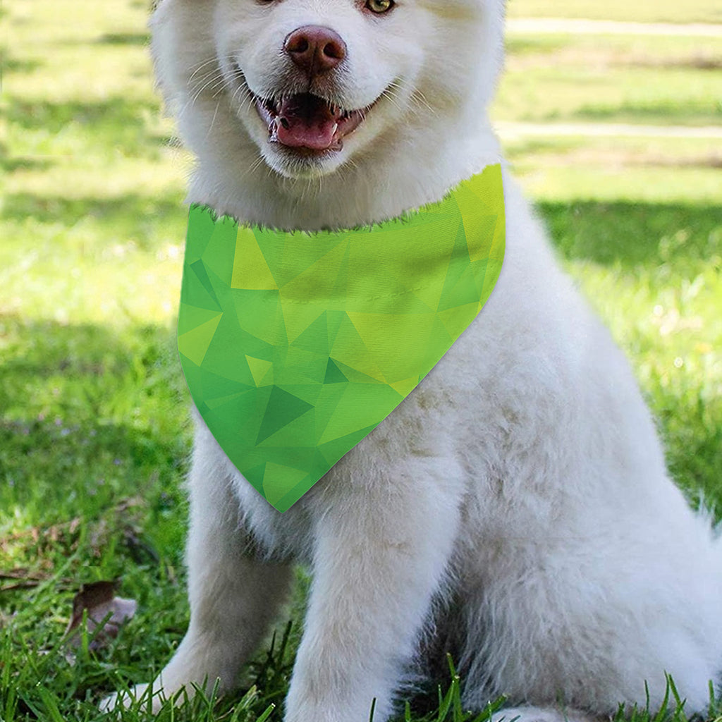 Lime Green Polygonal Geometric Print Over The Collar Dog Bandana