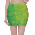 Lime Green Polygonal Geometric Print Pencil Mini Skirt