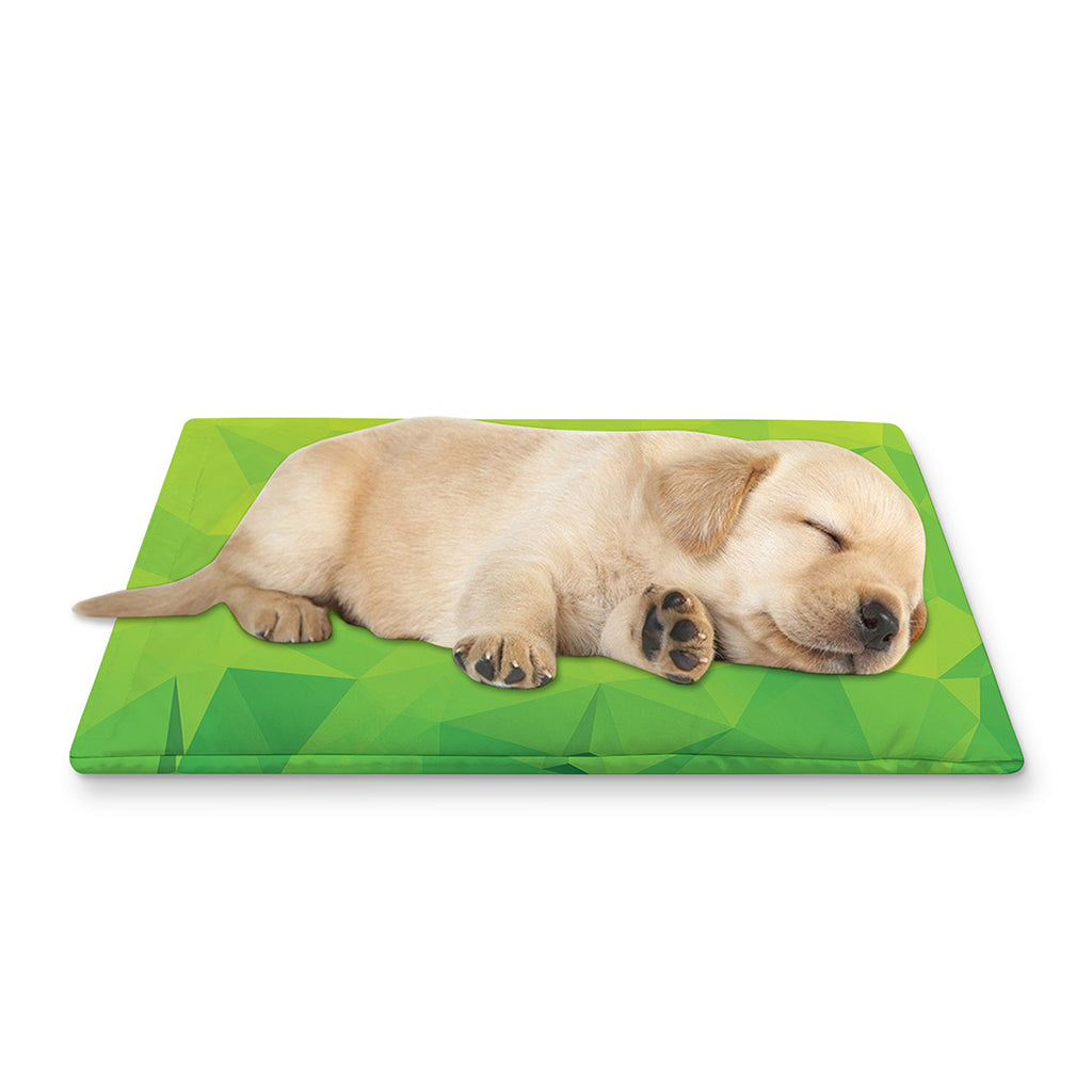 Lime Green Polygonal Geometric Print Pet Cooling Mat Cover