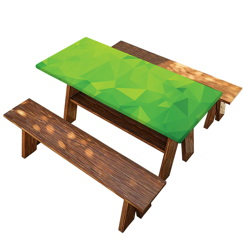 Lime Green Polygonal Geometric Print Picnic Table Cover