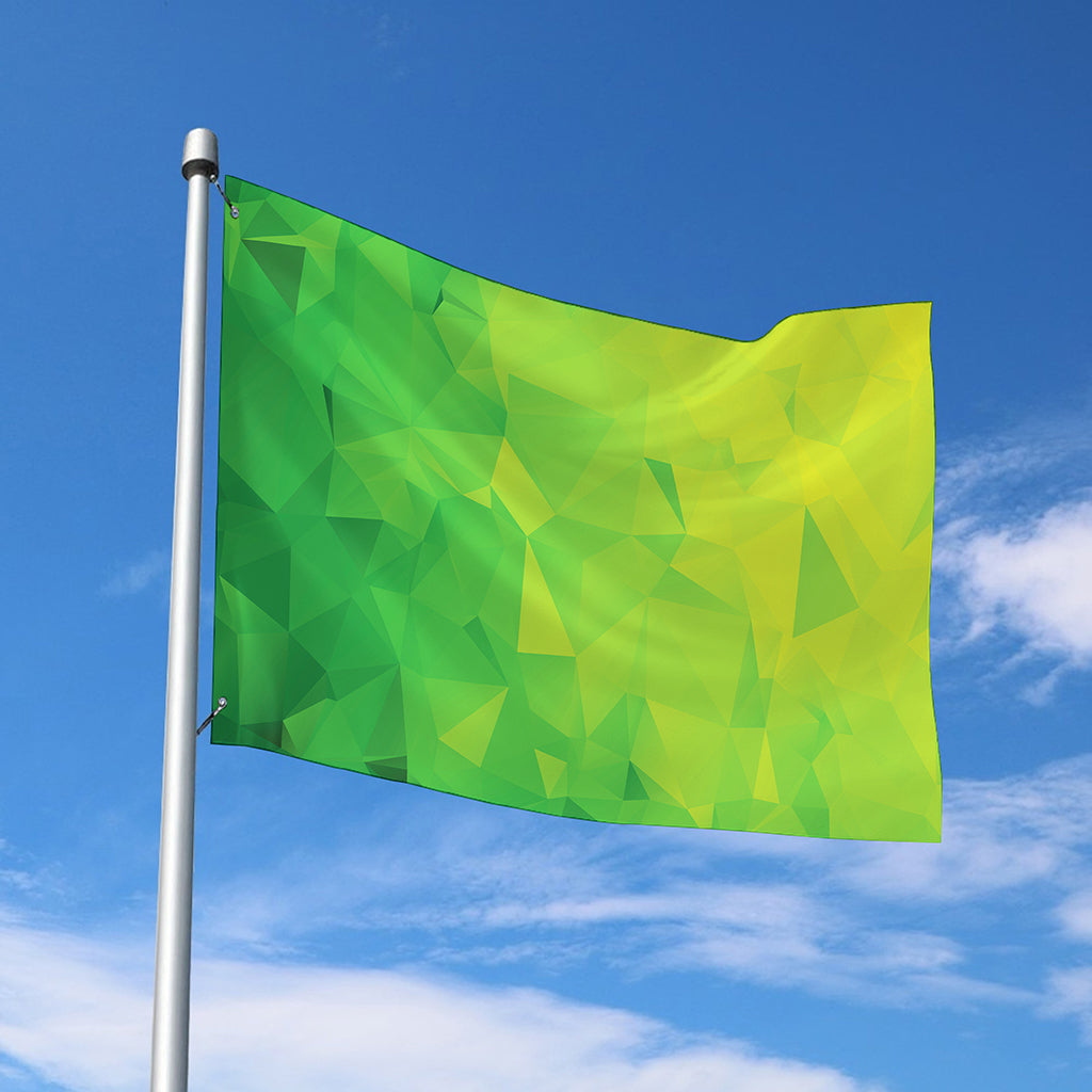 Lime Green Polygonal Geometric Print Polyester Flag