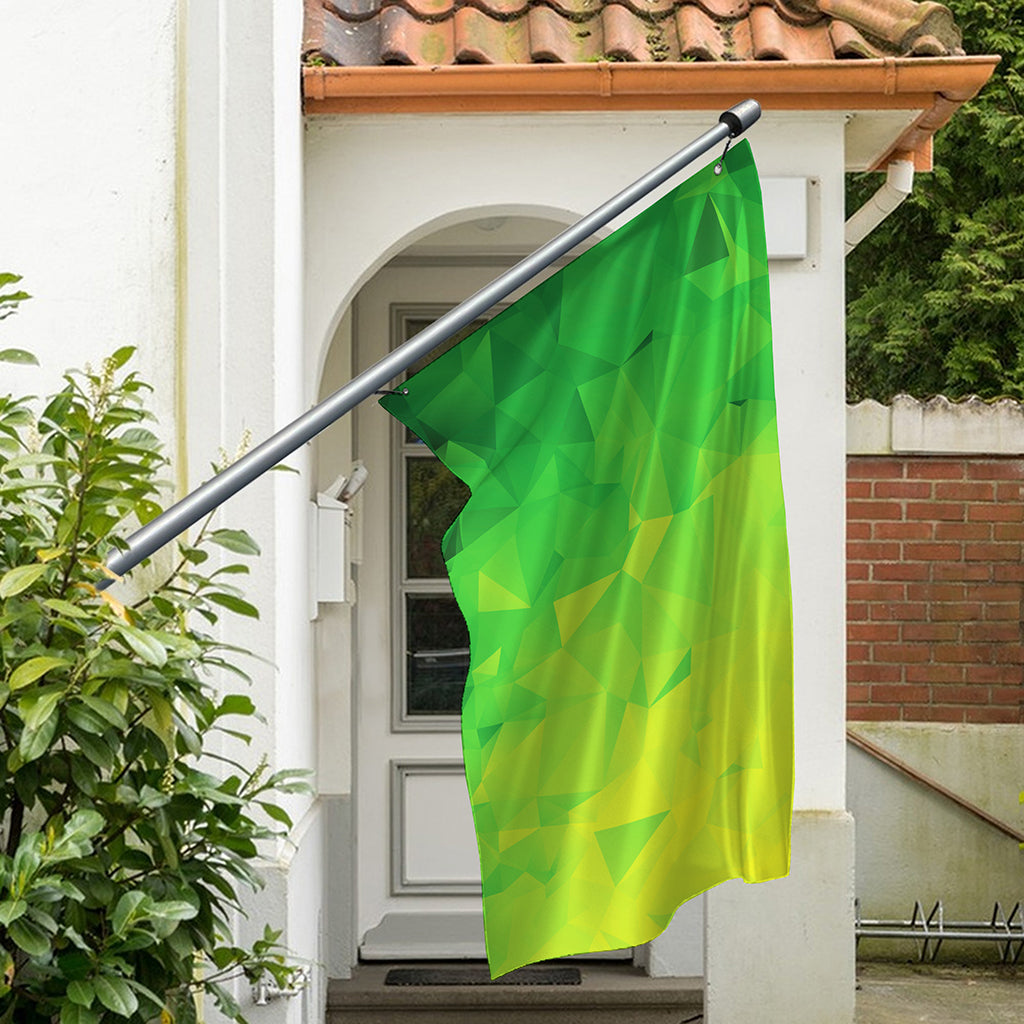 Lime Green Polygonal Geometric Print Polyester Flag