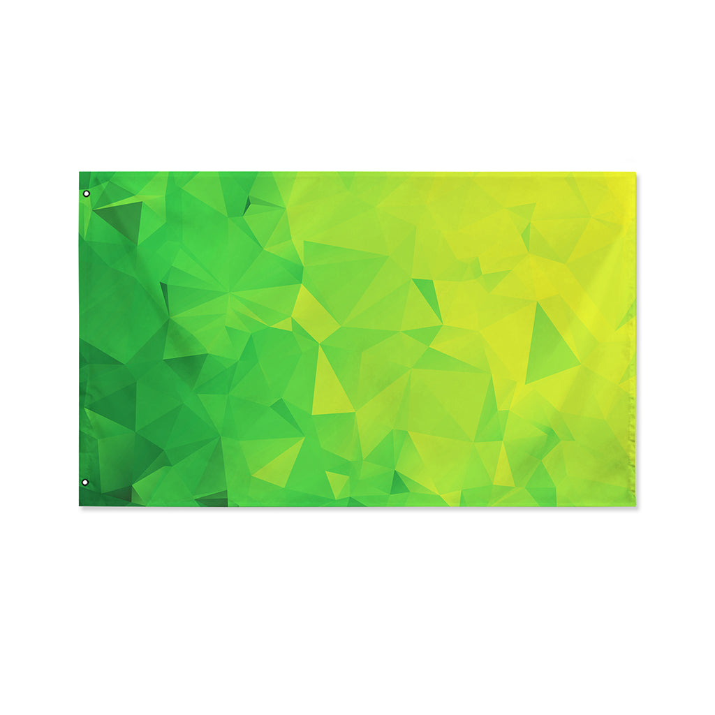 Lime Green Polygonal Geometric Print Polyester Flag