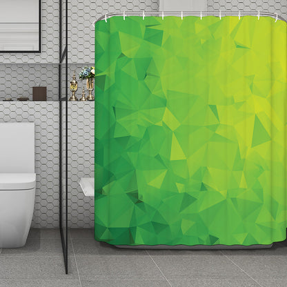 Lime Green Polygonal Geometric Print Polyester Shower Curtain