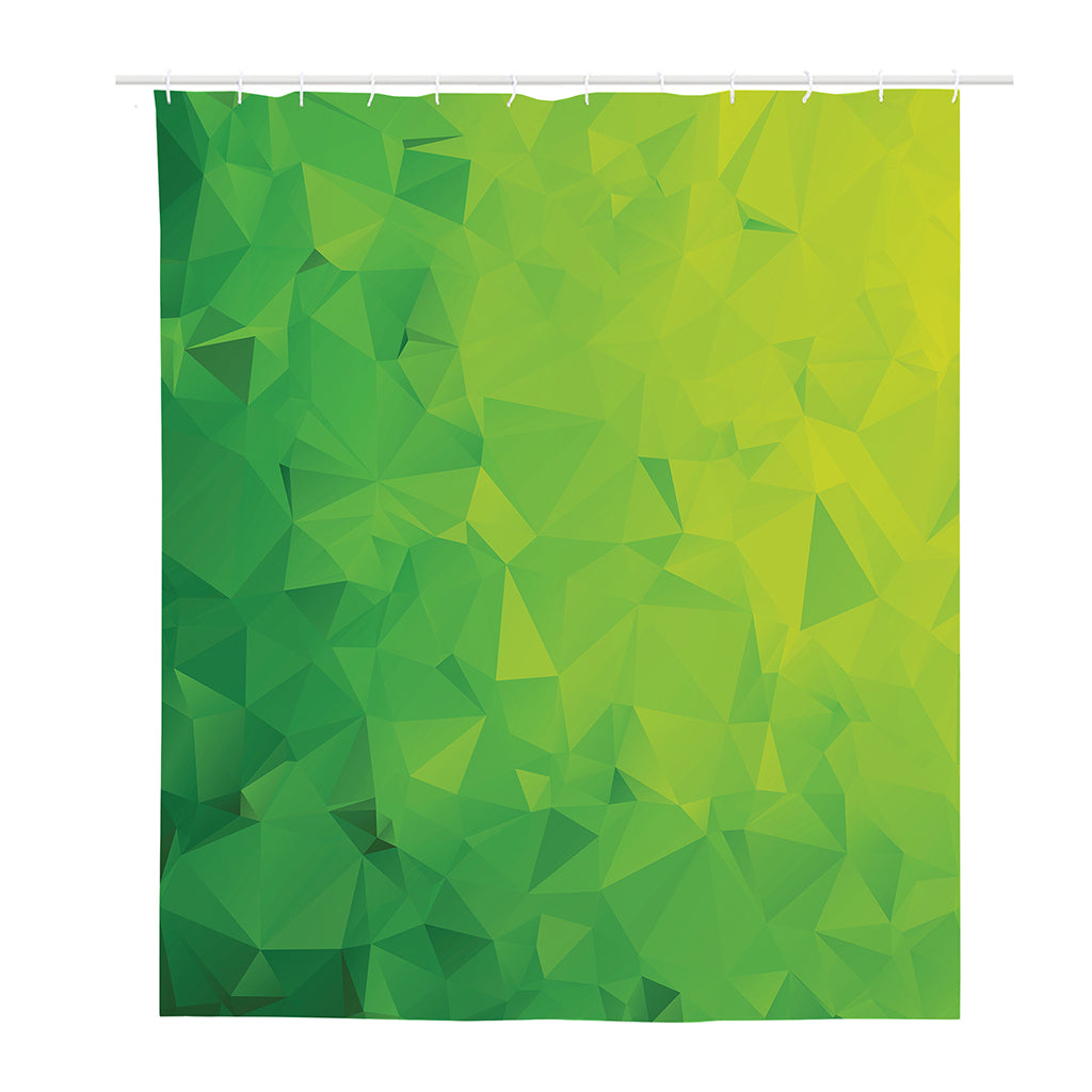 Lime Green Polygonal Geometric Print Polyester Shower Curtain