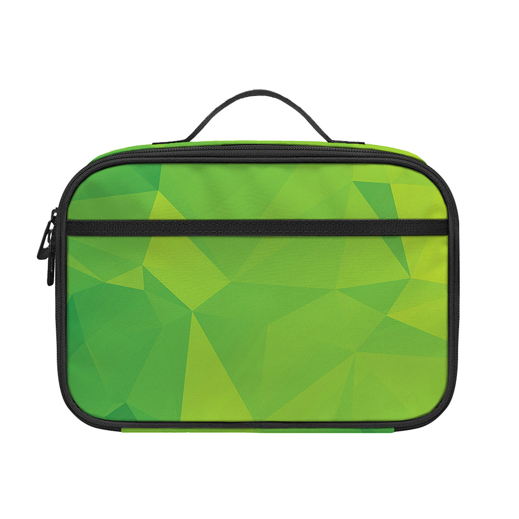 Lime Green Polygonal Geometric Print Portable Lunch Bag