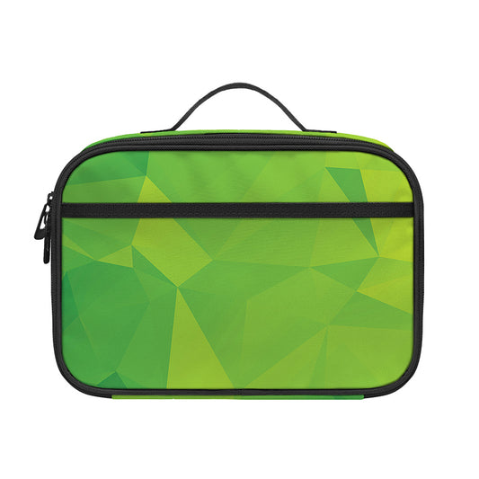 Lime Green Polygonal Geometric Print Portable Lunch Bag