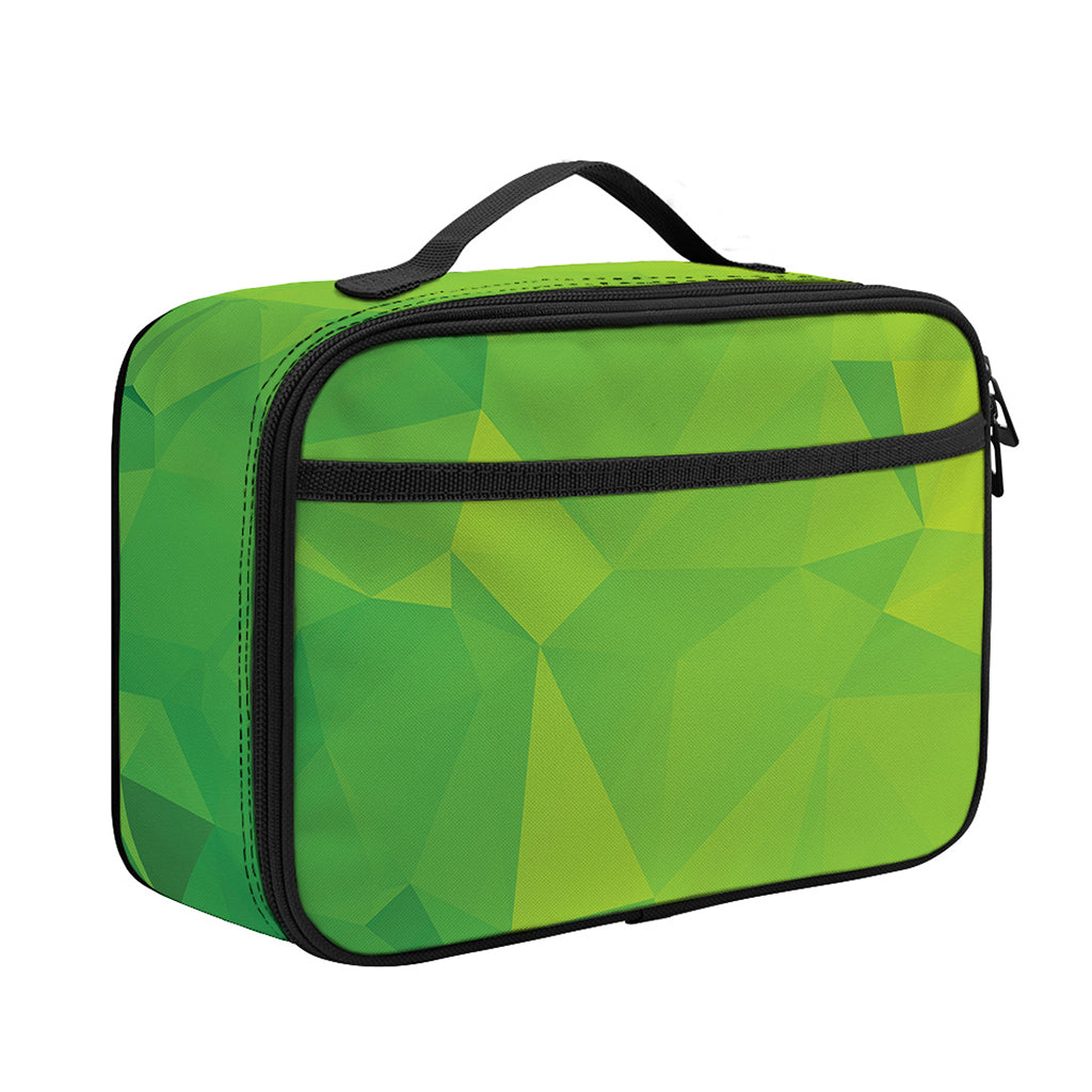Lime Green Polygonal Geometric Print Portable Lunch Bag