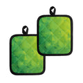 Lime Green Polygonal Geometric Print Pot Holders
