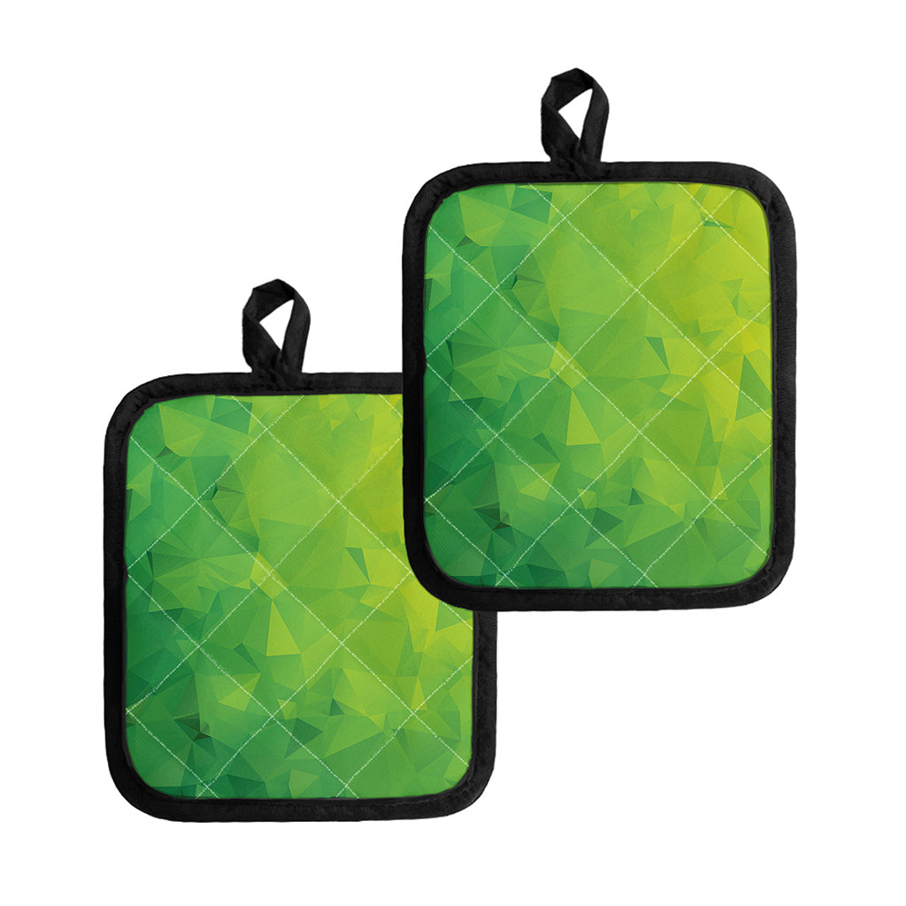 Lime Green Polygonal Geometric Print Pot Holders