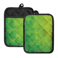 Lime Green Polygonal Geometric Print Pot Holders With Pocket