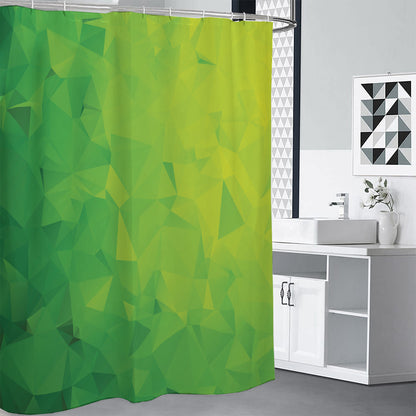 Lime Green Polygonal Geometric Print Premium Shower Curtain