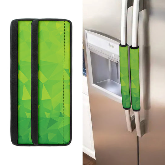 Lime Green Polygonal Geometric Print Refrigerator Handle Covers